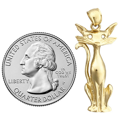 14K Gold Siamese Cat Pendant