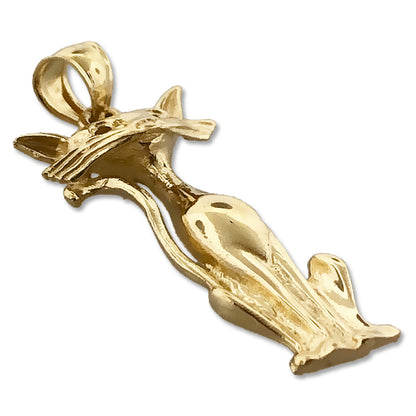 14K Gold Siamese Cat Pendant