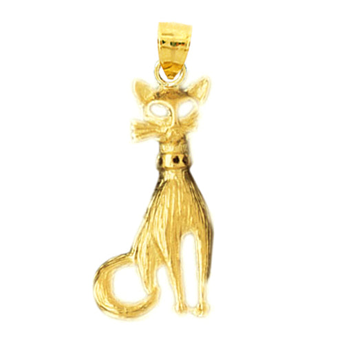 14K Gold Siamese Cat with Collar Pendant