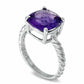 10.0mm Cushion-Cut Amethyst Twisted Band Ring in Solid 10K White Gold