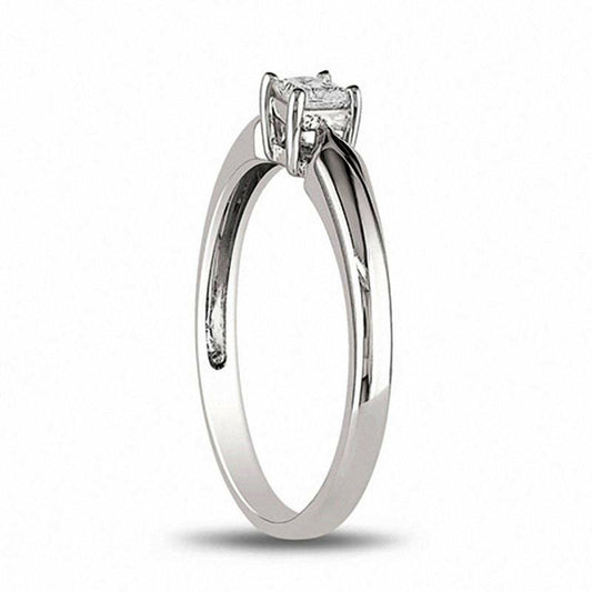 0.20 CT. Princess-Cut Natural Clarity Enhanced Diamond Solitaire Promise Ring in Solid 10K White Gold