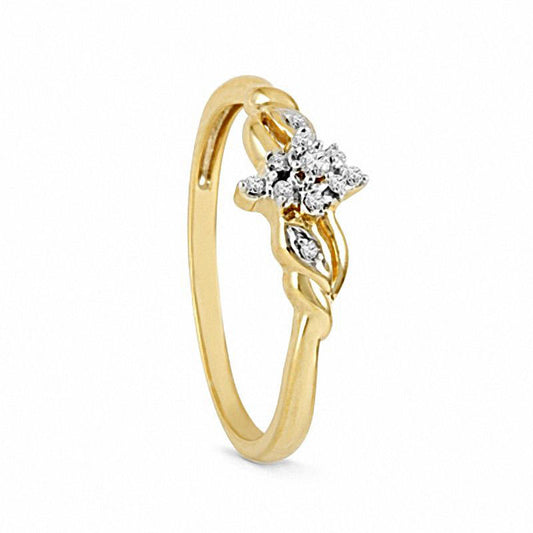 Natural Diamond Accent Braided Promise Ring in Solid 10K Yellow Gold