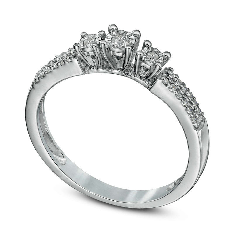 0.13 CT. T.W. Natural Diamond Three Stone Promise Ring in Sterling Silver