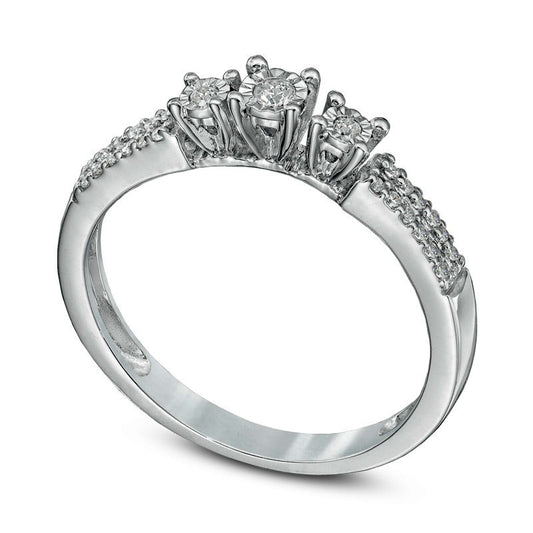 0.13 CT. T.W. Natural Diamond Three Stone Promise Ring in Sterling Silver