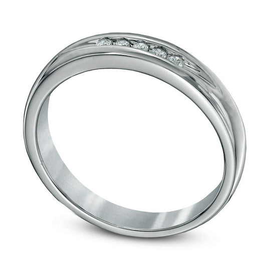 0.10 CT. T.W. Natural Diamond Five Stone Anniversary Band in Sterling Silver