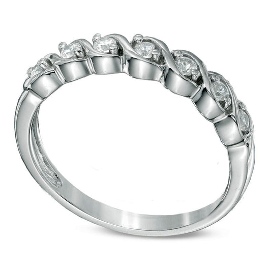 0.13 CT. T.W. Natural Diamond Seven Stone "S" Anniversary Band in Sterling Silver