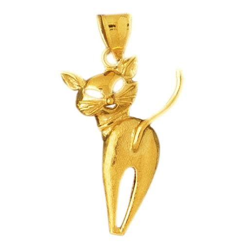 14K Gold 30MM Siamese Cat Pendant