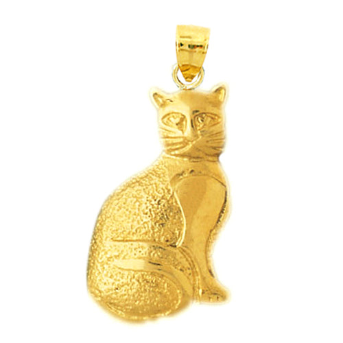 14K Gold 25MM Cat Pendant