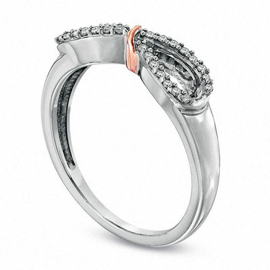 0.10 CT. T.W. Natural Diamond Infinity Loop Ring in Sterling Silver and Solid 14K Rose Gold Plate - Size 7