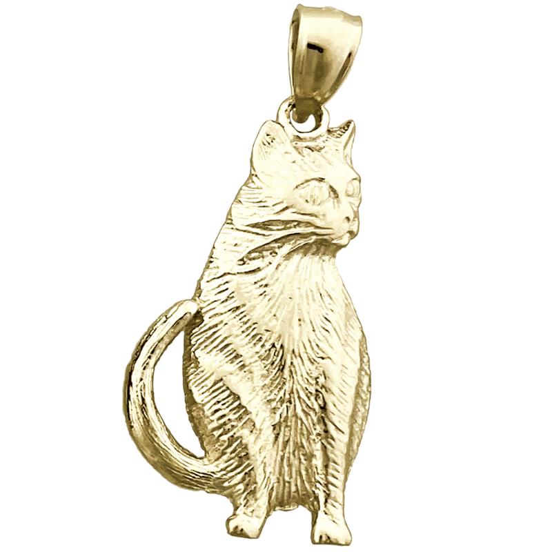 14K Gold Cat Pendant