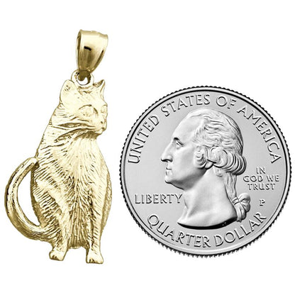 14K Gold Cat Pendant