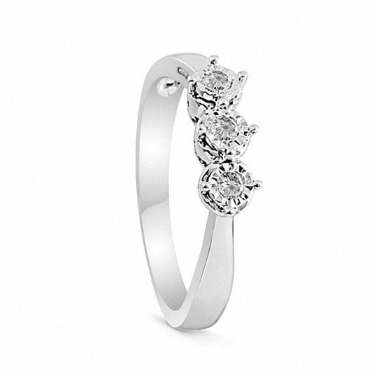 0.10 CT. T.W. Natural Diamond Three Stone Promise Ring in Sterling Silver