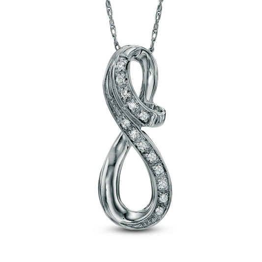 Natural Diamond Accent Infinity Loop Pendant in Sterling Silver