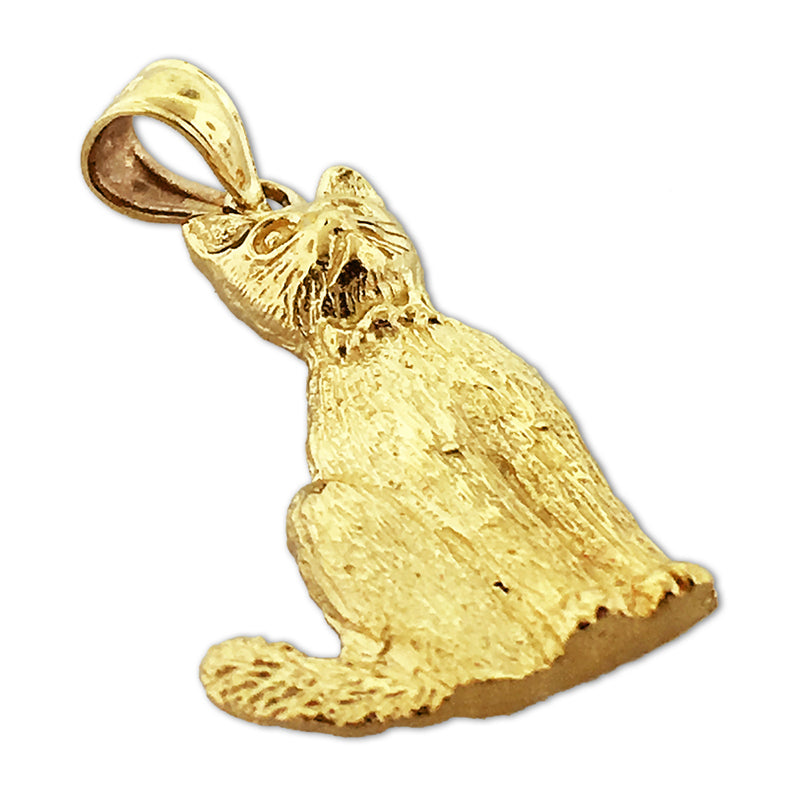14K Gold Cat Wearing A Bow Pendant