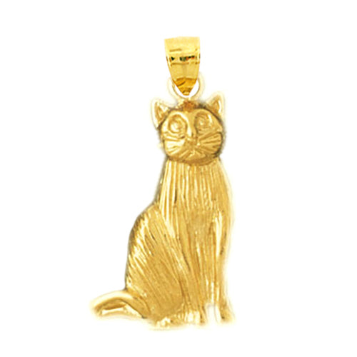 14K Gold 20MM House Cat Pendant