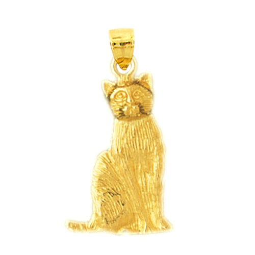 14K Gold House Cat Pendant