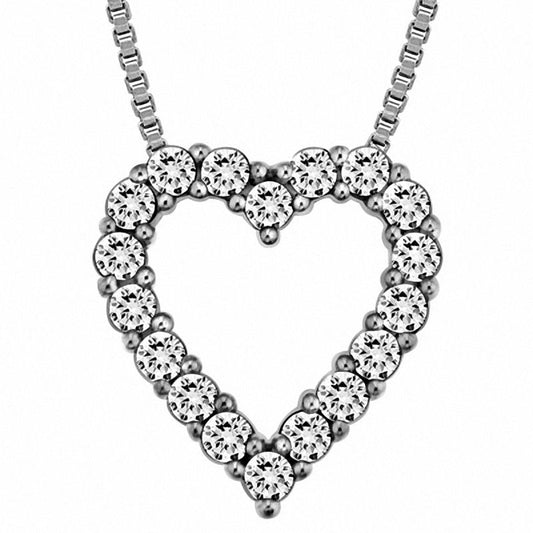 0.25 CT. T.W. Natural Diamond Heart Pendant in Sterling Silver