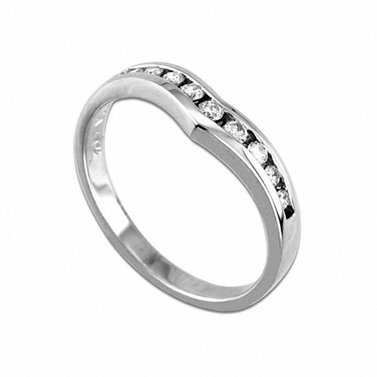 0.20 CT. T.W. Natural Diamond Contour Anniversary Band in Solid 14K White Gold (I/SI2)