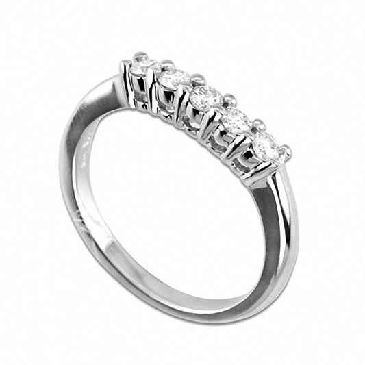 0.33 CT. T.W. Natural Diamond Contour Anniversary Band in Solid 14K White Gold