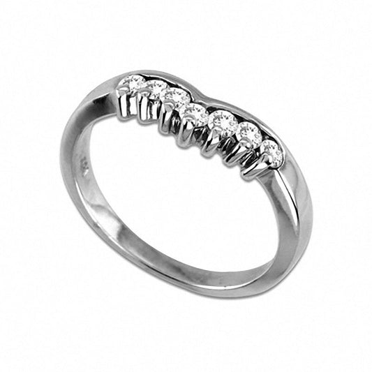 0.33 CT. T.W. Natural Diamond Contour Anniversary Band in Solid 14K White Gold