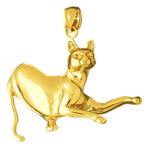 14K Gold 35MM Cat Pendant