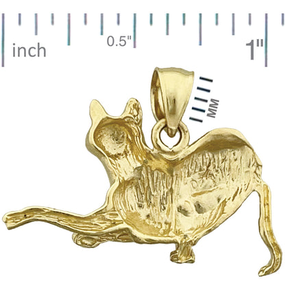 14K Gold 25MM Playful Cat Pendant
