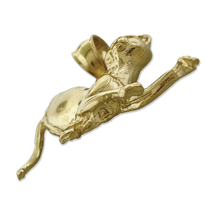 14K Gold 25MM Playful Cat Pendant