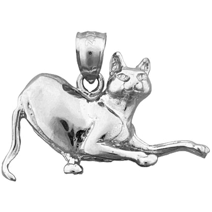 14K Gold 25MM Playful Cat Pendant