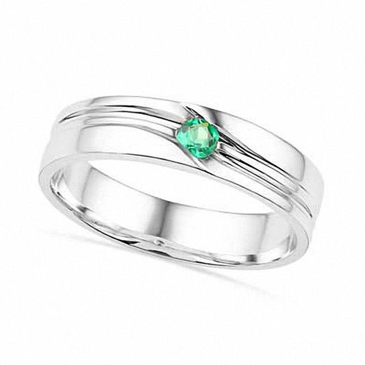Men's Lab-Created Emerald Ring in Sterling Silver