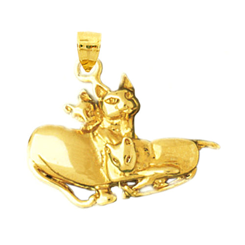 14K Gold Siamese Cats Pendant