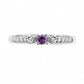 Amethyst and Natural Diamond Accent Heart Sides Promise Ring in Solid 10K White Gold