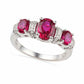 Oval Lab-Created Ruby and Diamond Accent Ring in Sterling Silver