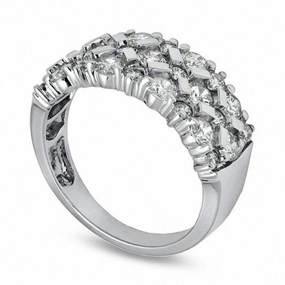 1.63 CT. T.W. Natural Diamond "X" Anniversary Band in Solid 14K White Gold