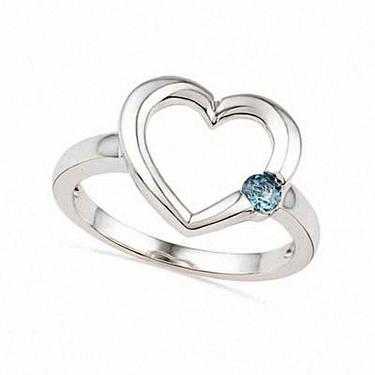 Aquamarine Heart Ring in Sterling Silver