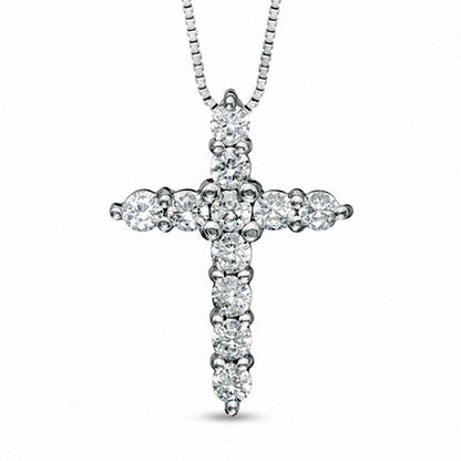 0.5 CT. T.W. Natural Diamond Cross Pendant in Sterling Silver
