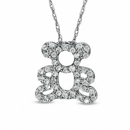 0.2 CT. T.W. Natural Diamond Teddy Bear Pendant in Sterling Silver