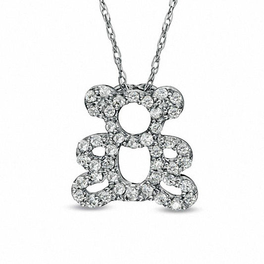 0.2 CT. T.W. Natural Diamond Teddy Bear Pendant in Sterling Silver