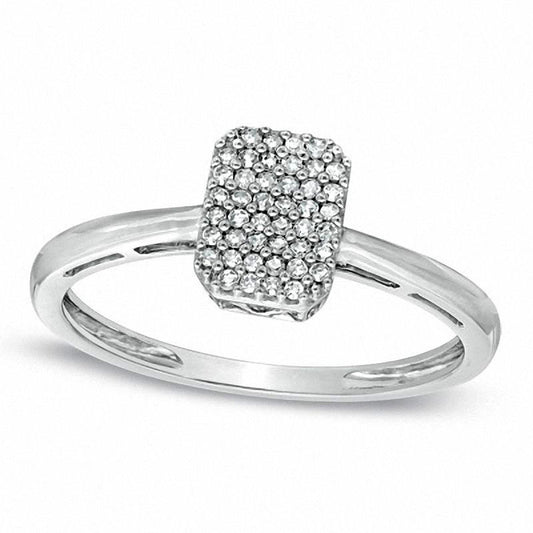 0.10 CT. T.W. Natural Diamond Octagonal Cluster Promise Ring in Solid 10K White Gold
