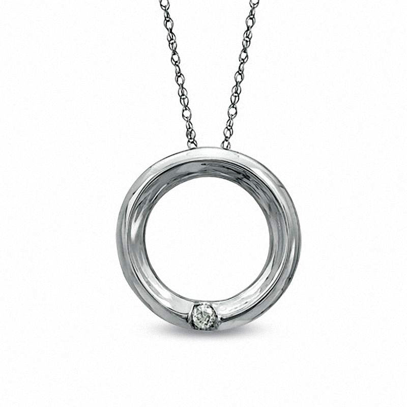 Natural Diamond Accent Circle Pendant in 10K White Gold