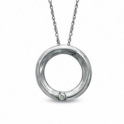 Natural Diamond Accent Circle Pendant in 10K White Gold