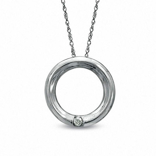 Natural Diamond Accent Circle Pendant in 10K White Gold