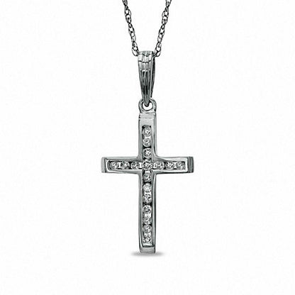 Natural Diamond Accent Cross Pendant in 10K White Gold