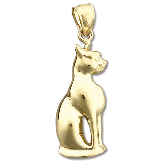 14K Gold Ancient Egyptian Cat Pendant