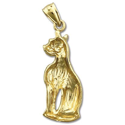 14K Gold Ancient Egyptian Cat Pendant