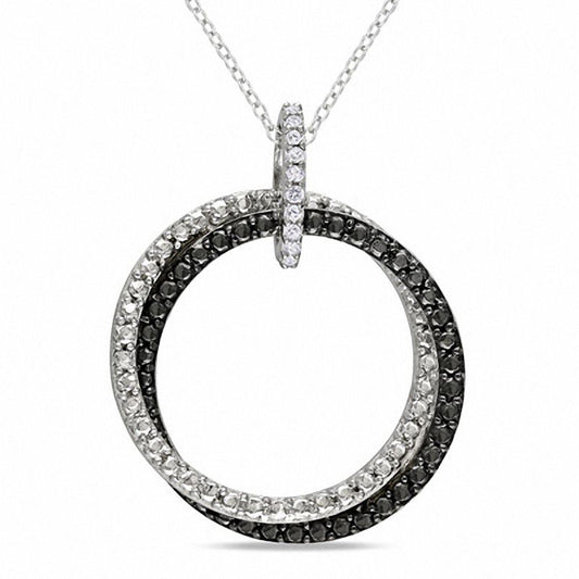 0.05 CT. T.W. Natural Diamond Double Circle Pendant in Sterling Silver