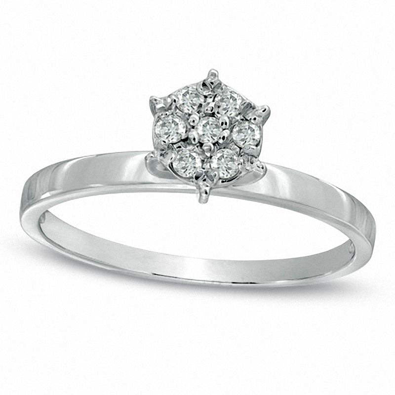 0.10 CT. T.W. Natural Diamond Cluster Engagement Ring in Solid 10K White Gold