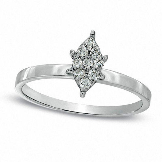 0.10 CT. T.W. Natural Diamond Marquise Cluster Engagement Ring in Solid 10K White Gold