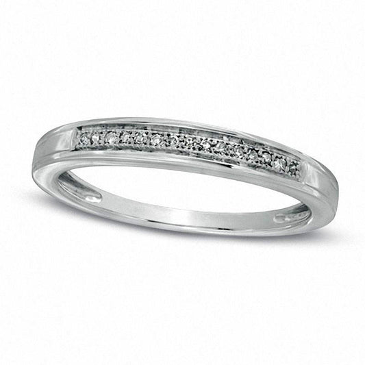 0.05 CT. T.W. Ladies' Natural Diamond Accent Wedding Band in Solid 10K White Gold