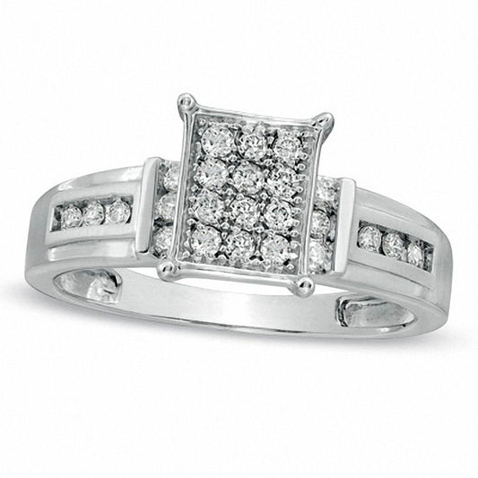 0.20 CT. T.W. Natural Diamond Composite Rectangular Engagement Ring in Solid 10K White Gold