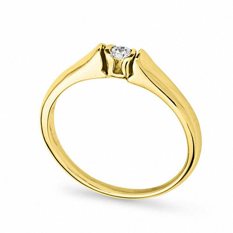 0.05 CT. Natural Clarity Enhanced Diamond Solitaire Promise Ring in Solid 10K Yellow Gold